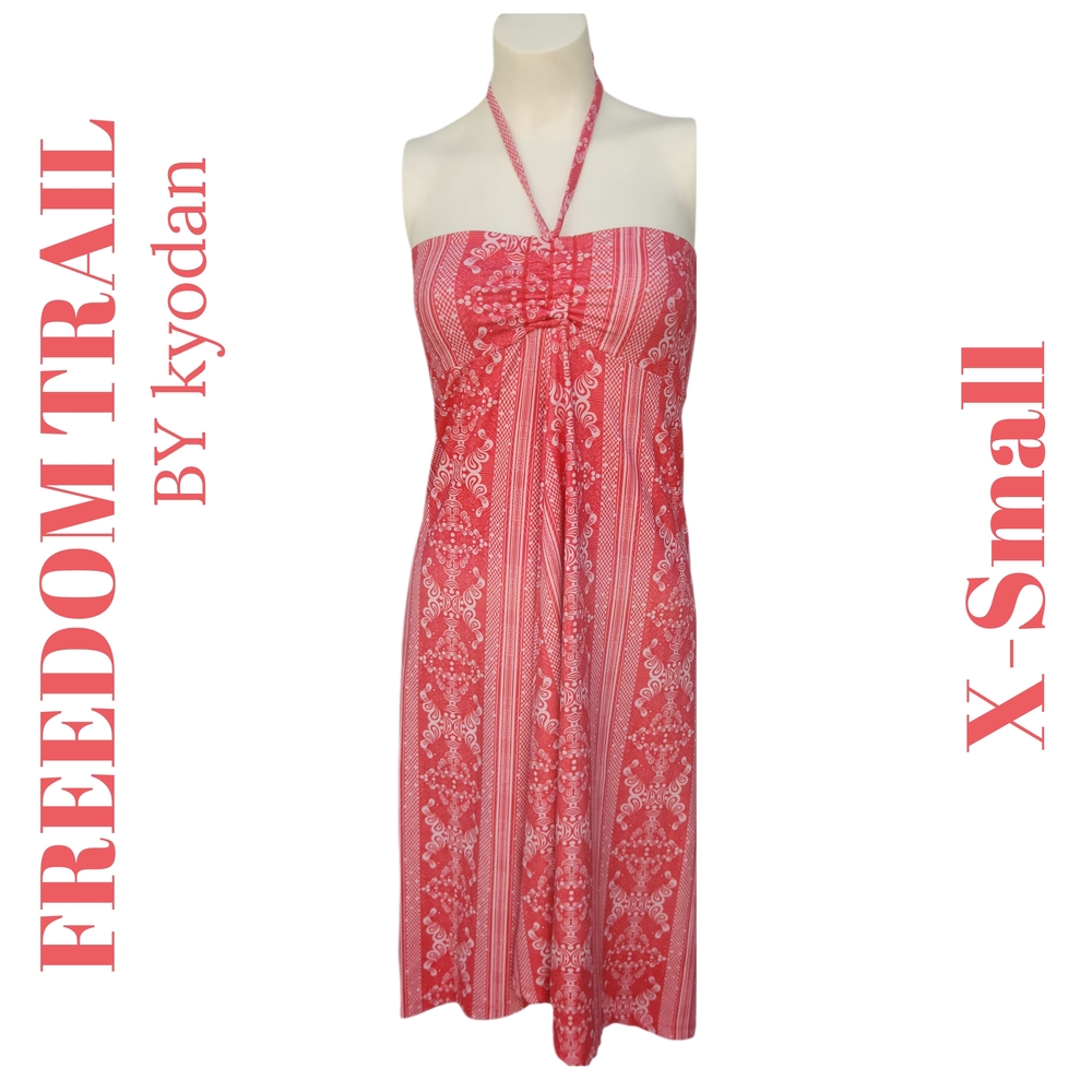 Freedom Trail by Kyodan Coral Floral Cowl Neck Halter Dress XS